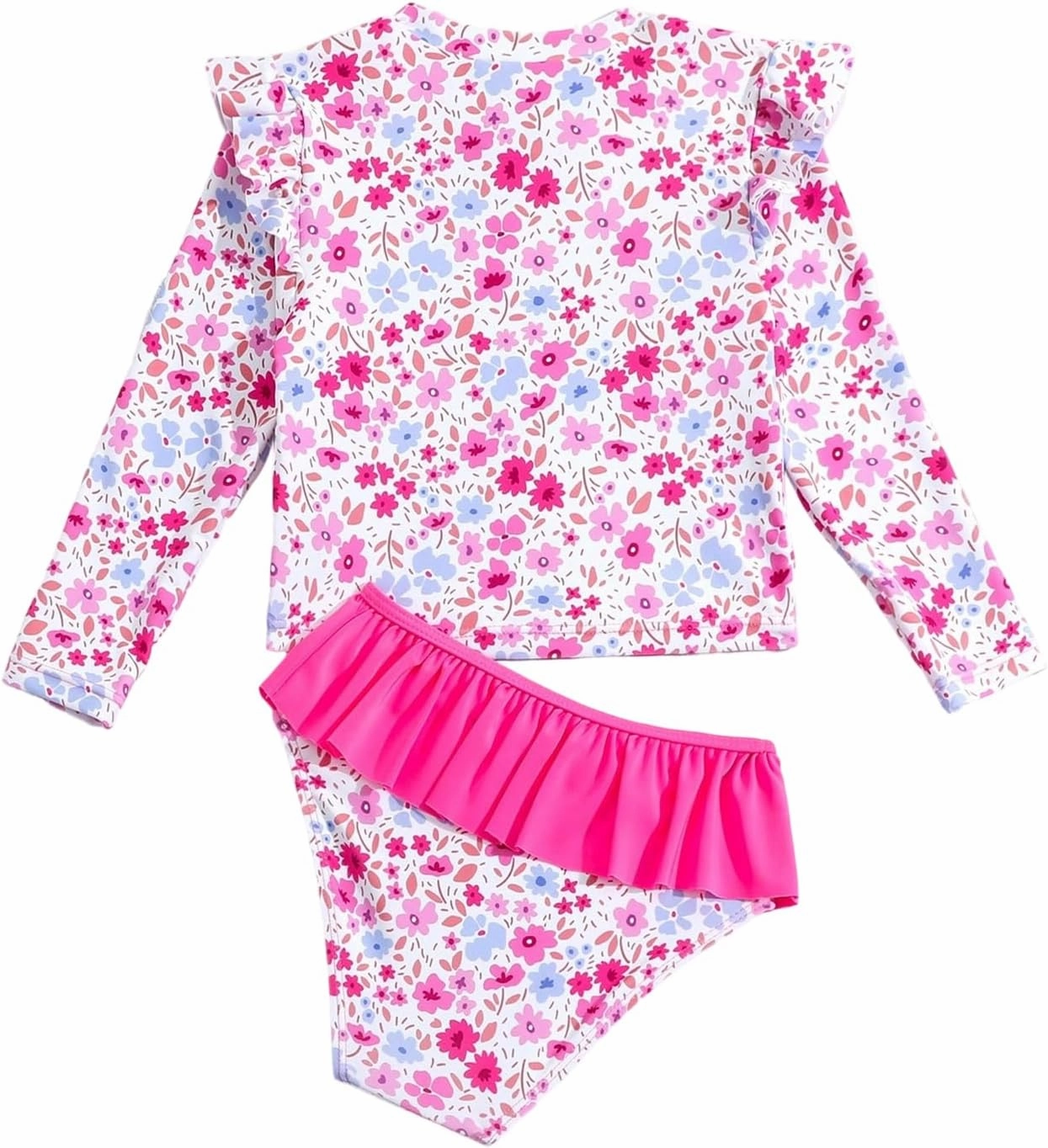 Toddler Swimsuit Girl 3 Piece Rash Guard Bathing Suit Cute Little Girls Long Sleeve Quick Dry Swimwear 1-6 Years