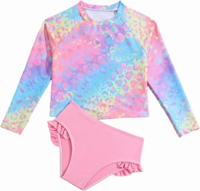 Toddler Swimsuit Girl 3 Piece Rash Guard Bathing Suit Cute Little Girls Long Sleeve Quick Dry Swimwear 1-6 Years