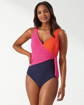 Tommy Bahama Island Cays One Piece Women's 10 Multicolor Stretch Swimsuit ERK795