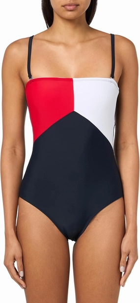 Tommy Hilfiger Women's Bandeau Color Block One Piece Swimsuit