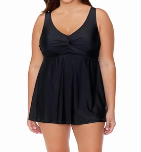 Tranquilo Solid Lucia Swim Dress In Black