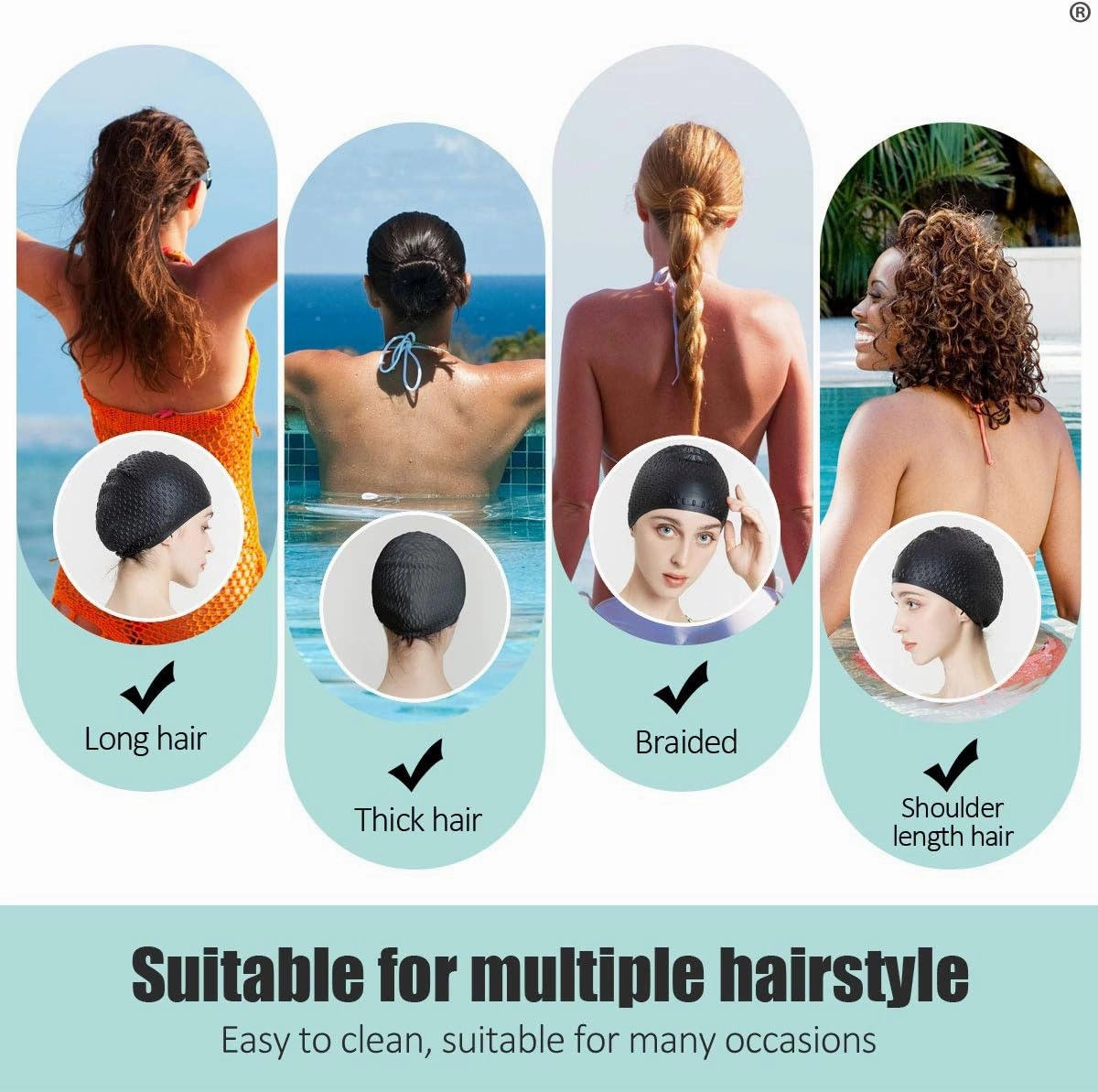 Tripsky Silicone Swim Cap,Comfortable Bathing Cap Ideal for Curly Short Medium Long Hair, Swimming Cap for Women and Men, Shower Caps Keep Hairstyle Unchanged