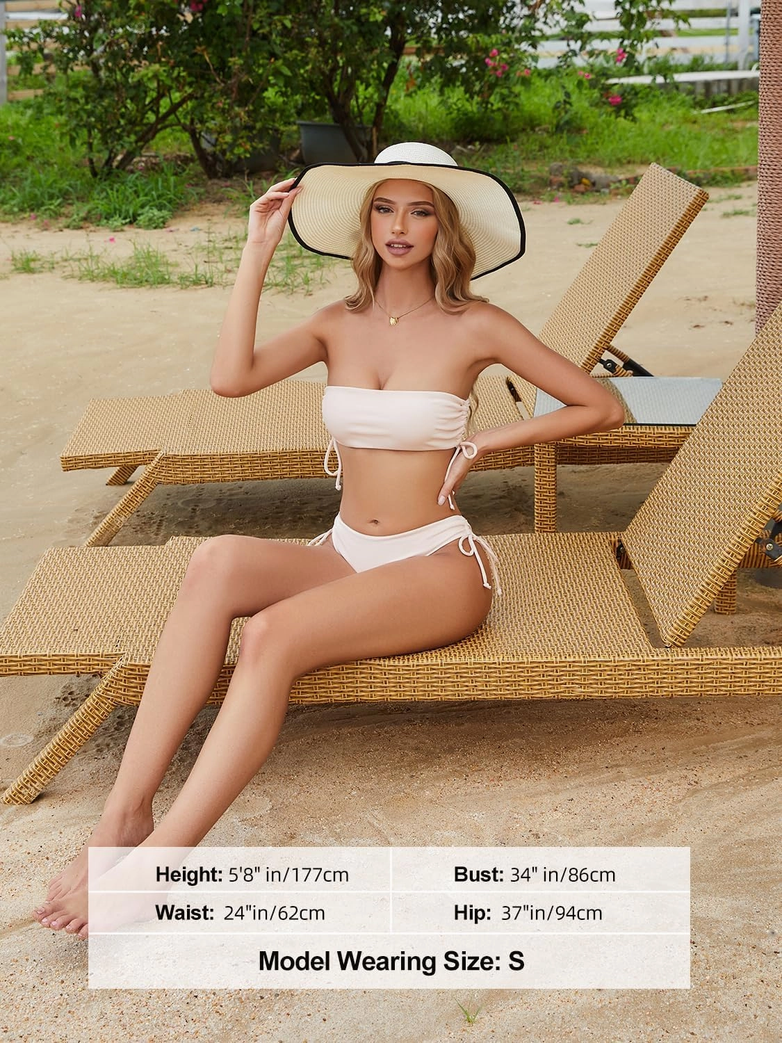 Tripsky Women's Bandeau Bikini Sets Two Piece Swimsuit High Cut Bathing Suit Ribbed Bikini Set