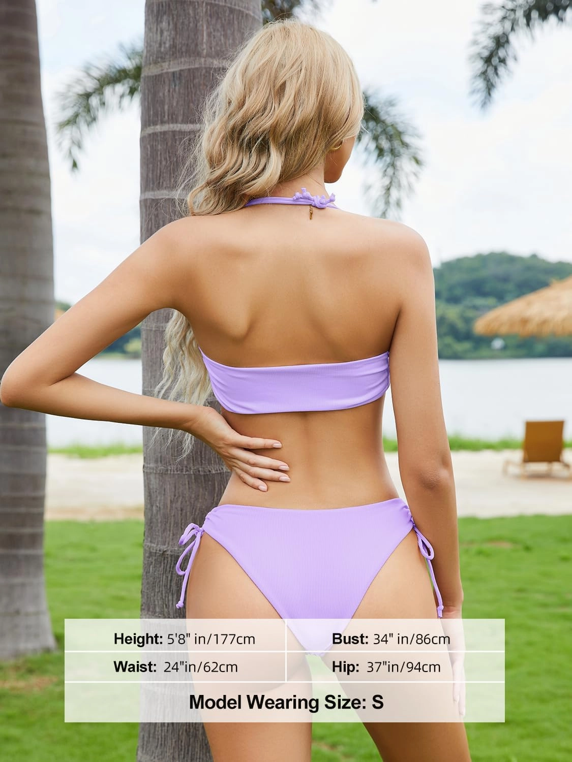 Tripsky Women's Bandeau Bikini Sets Two Piece Swimsuit High Cut Bathing Suit Ribbed Bikini Set