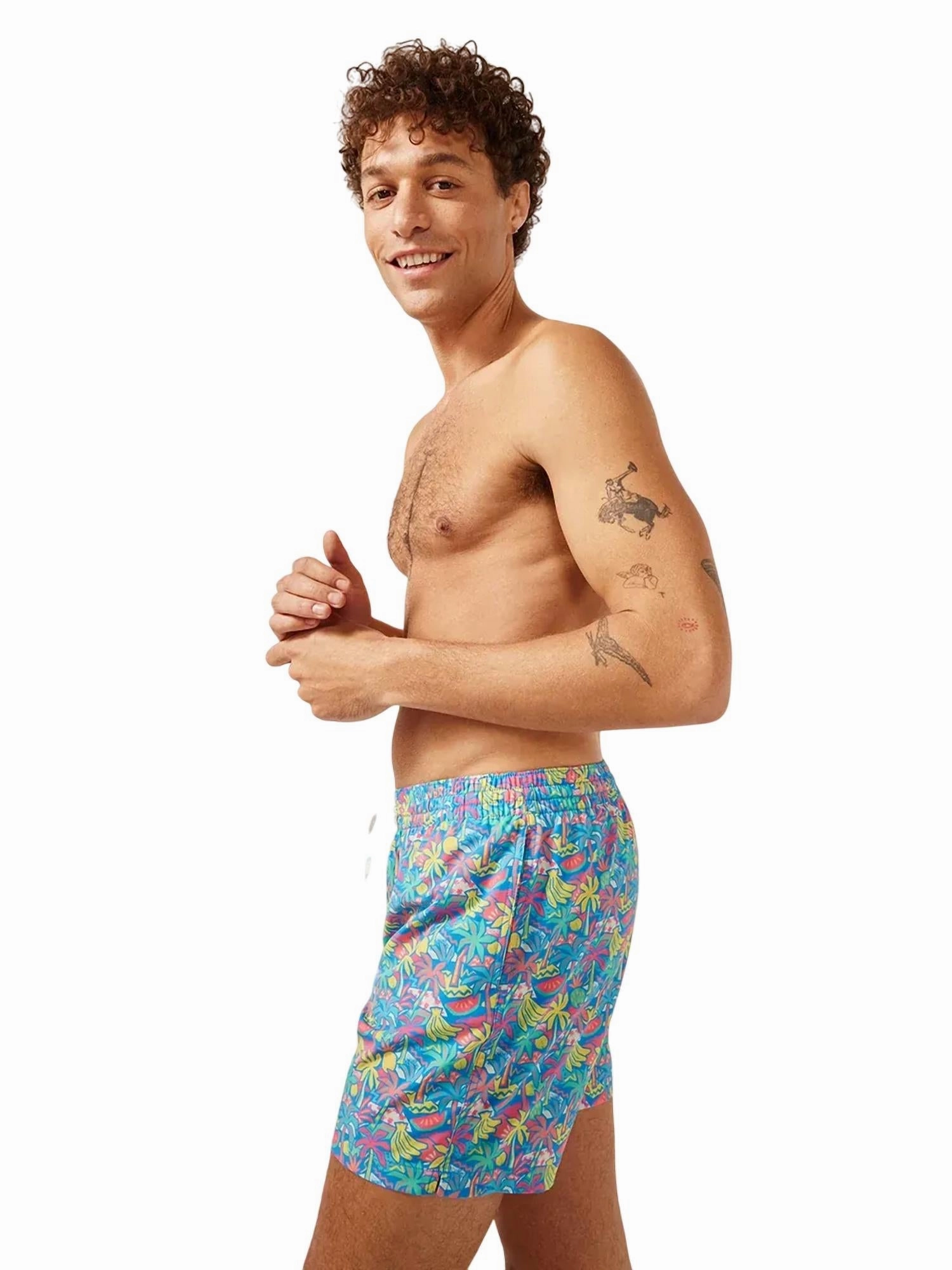 Tropical Bunches Swim Trunk In Blue Fruit