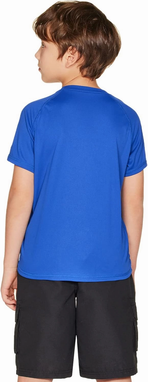 TSLA Youth Kids UPF 50  Short Sleeve, Aqua Water Swimsuit Top, UV/SPF Surf Swim Shirt