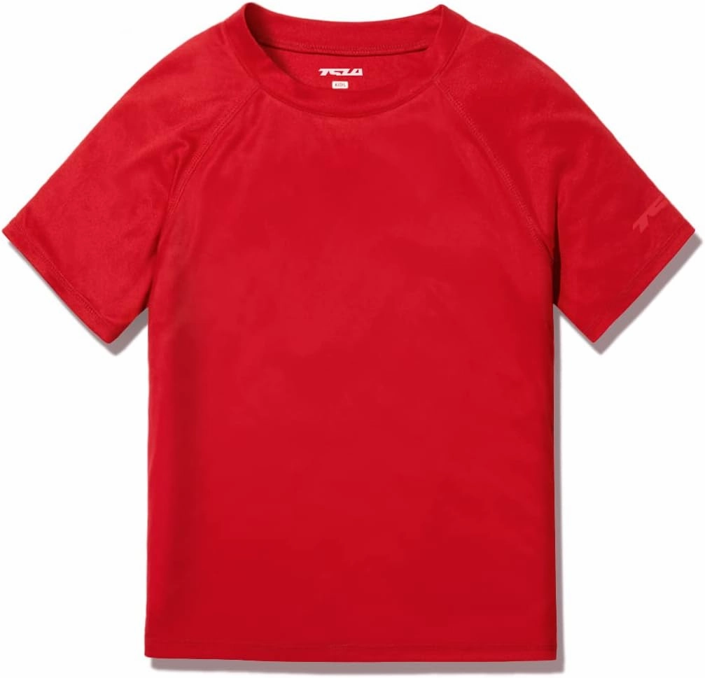 TSLA Youth Kids UPF 50  Short Sleeve, Aqua Water Swimsuit Top, UV/SPF Surf Swim Shirt