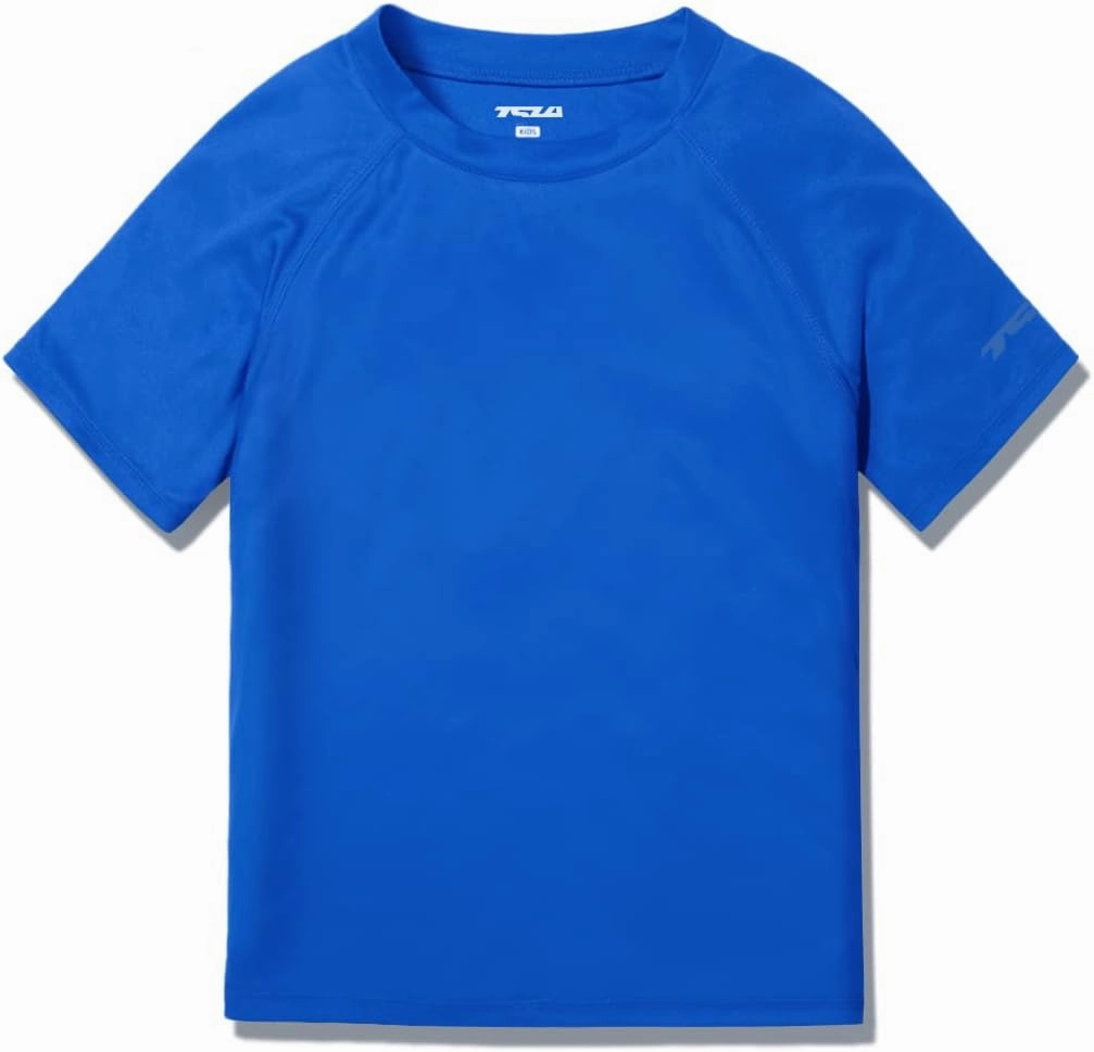 TSLA Youth Kids UPF 50  Short Sleeve, Aqua Water Swimsuit Top, UV/SPF Surf Swim Shirt