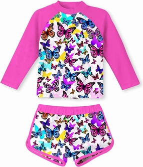 TUONROAD Girls 2 Pieces Rash Guard Swimsuit Long Sleeve Tankini for 4-10 Years