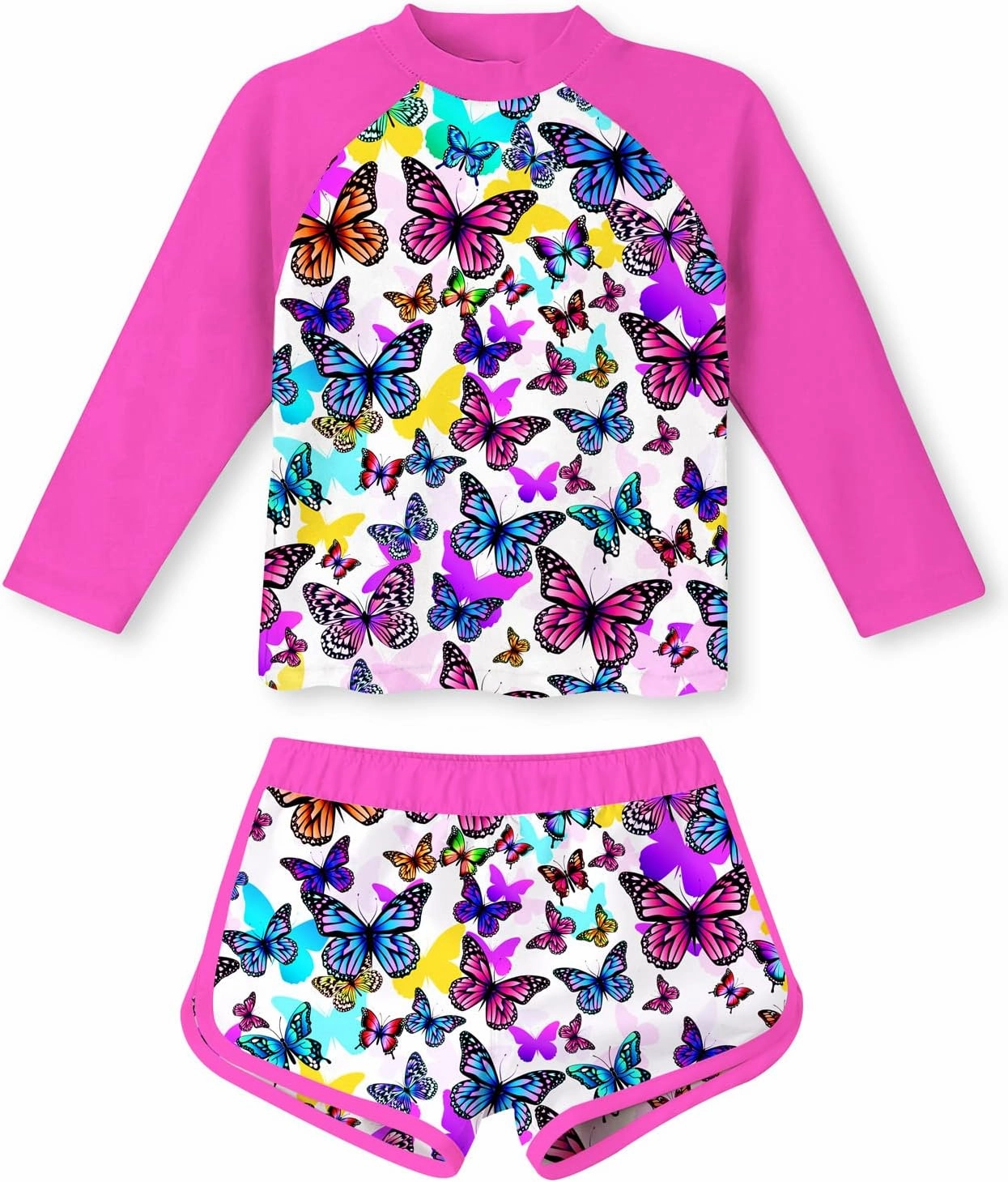 TUONROAD Girls 2 Pieces Rash Guard Swimsuit Long Sleeve Tankini for 4-10 Years