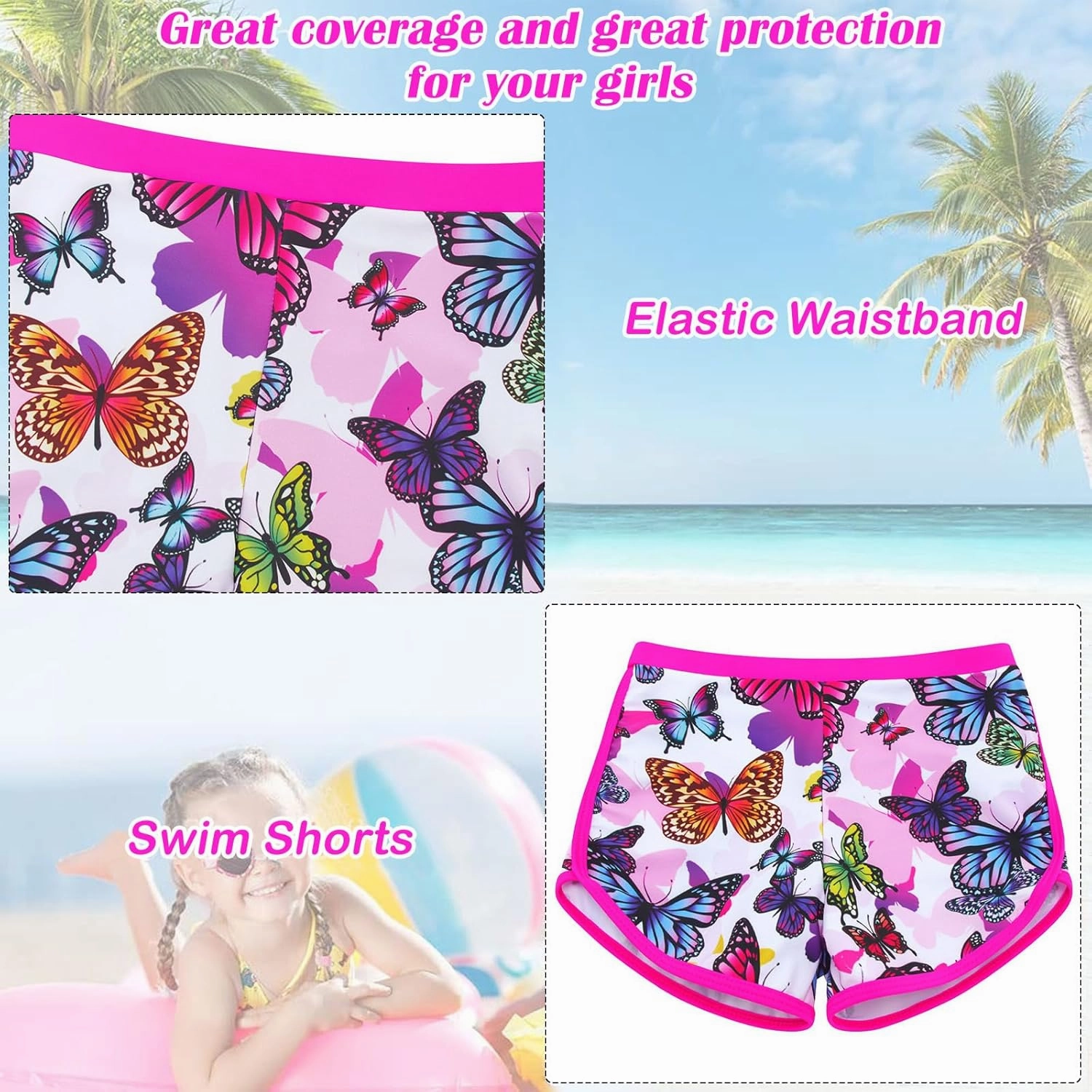 TUONROAD Girls 2 Pieces Rash Guard Swimsuit Long Sleeve Tankini for 4-10 Years