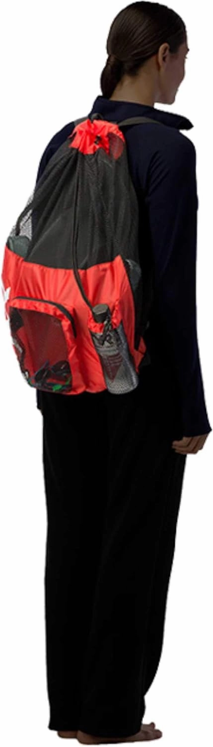 TYR Big Mesh Mummy Backpack For Wet Swimming, Gym, and Workout Gear , Pink