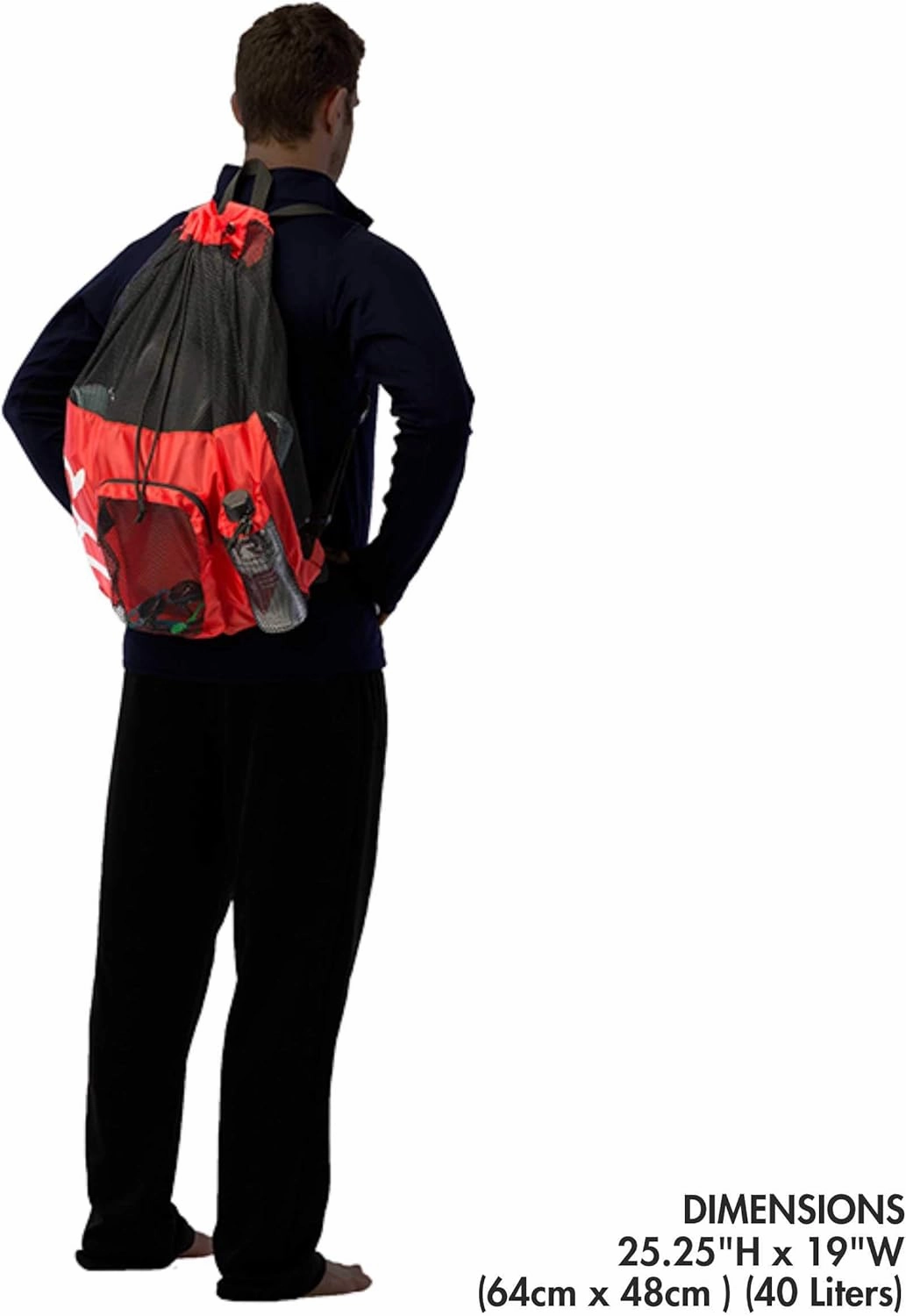 TYR Big Mesh Mummy Backpack For Wet Swimming, Gym, and Workout Gear , Pink