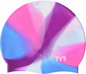 TYR Junior Tie Dye Swim Cap, Pink/Purple/Blue