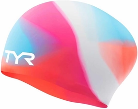 TYR Tie Dye Long Hair Silicone Swim Cap Youth