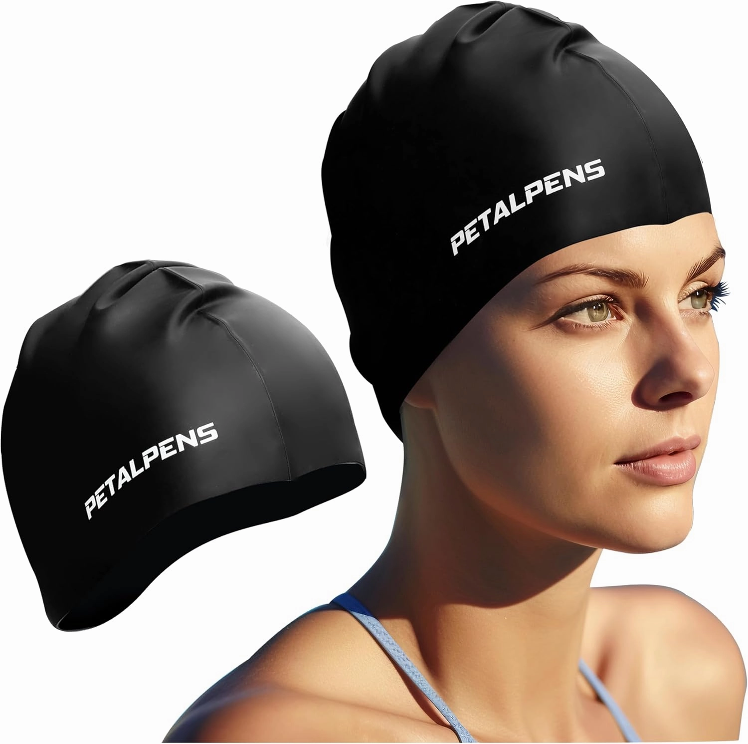 Unisex Silicone Swim Cap for Men and Women, Swimming Cap Keeps Hair Dry, Waterproof Swim Caps for Long Hair Short Hair, Bathing Caps Swim Hats Comfortable Non-Slip High Elasticity