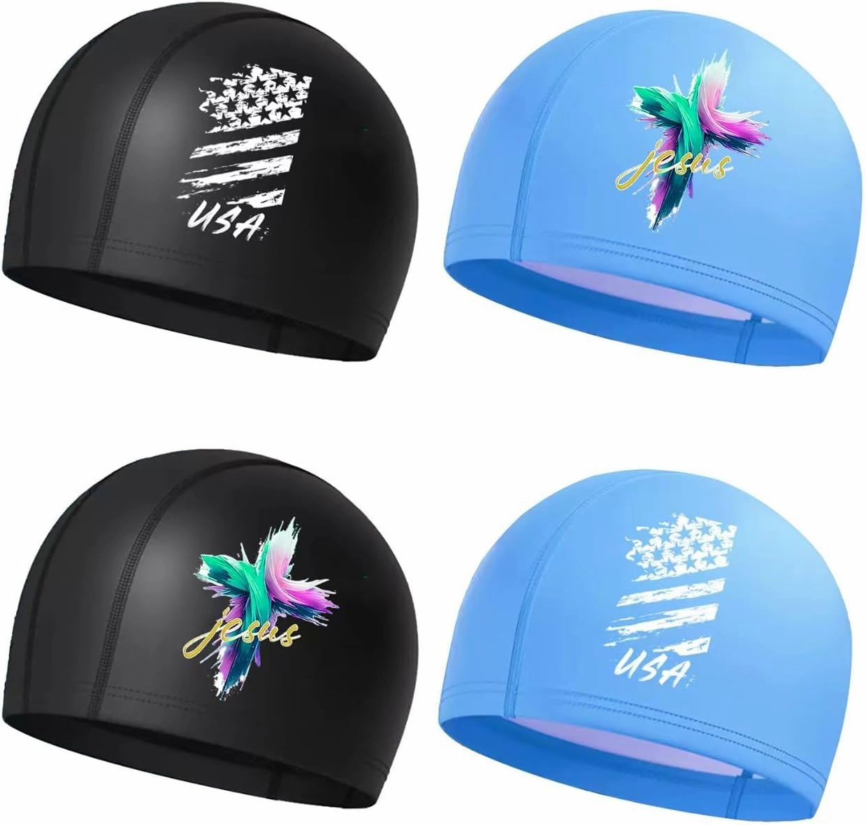 Unisex Swim Cap for Adult Non Slipping Long Hair Cloth Swim Hat for Swimming Cap for Women Men with Lucky Elegant Motifs of Jesus