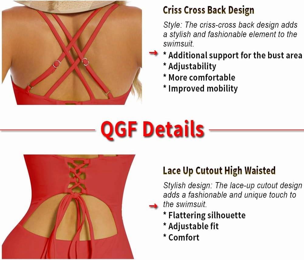 Upgraded One Piece Swimsuit Women - Tummy Control Bathing Suits, Unique Design Sexy Criss Cross Back, Ruched Swimwear