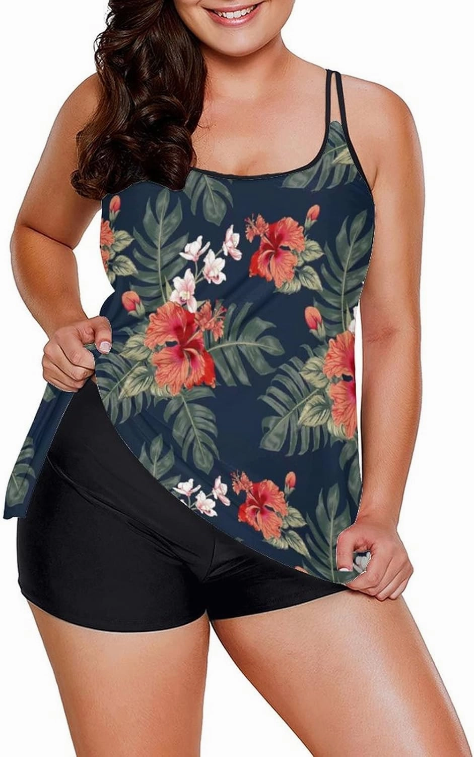 Urchics Womens 2025 Tankini Swimsuits Tummy Control Flowy Swimwear Two Piece Bathing Suits Swim Tank Top with Boyshorts