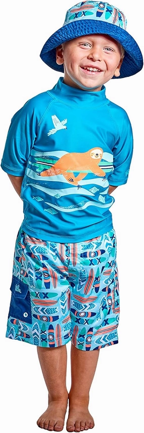 UV SKINZ Boys 3 Piece Sun and Swim Set with UPF 50  Sun Protection  Boys Swimsuit, Toddler Swim Suits