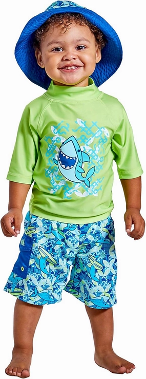 UV SKINZ Boys 3 Piece Sun and Swim Set with UPF 50  Sun Protection  Boys Swimsuit, Toddler Swim Suits