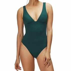 V Neck Maillot One Piece In Green