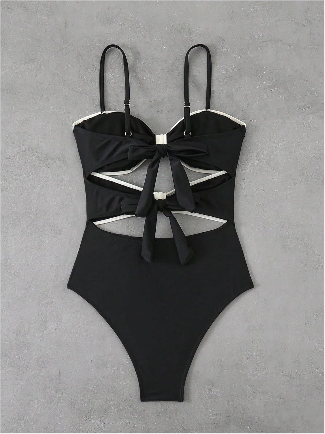 Verdusa Women's Cut Out Colorblock One Piece Swimsuit Tie Back Swimwear Bathing Suit