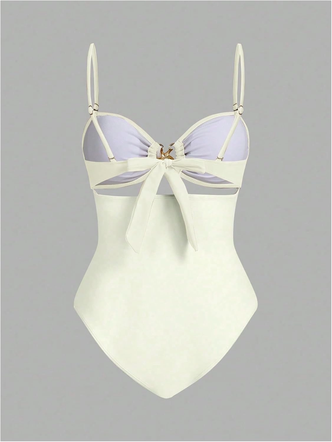 Verdusa Women's Cut Out One Piece Backless Wireless Swimsuit with Cover Up Skirt