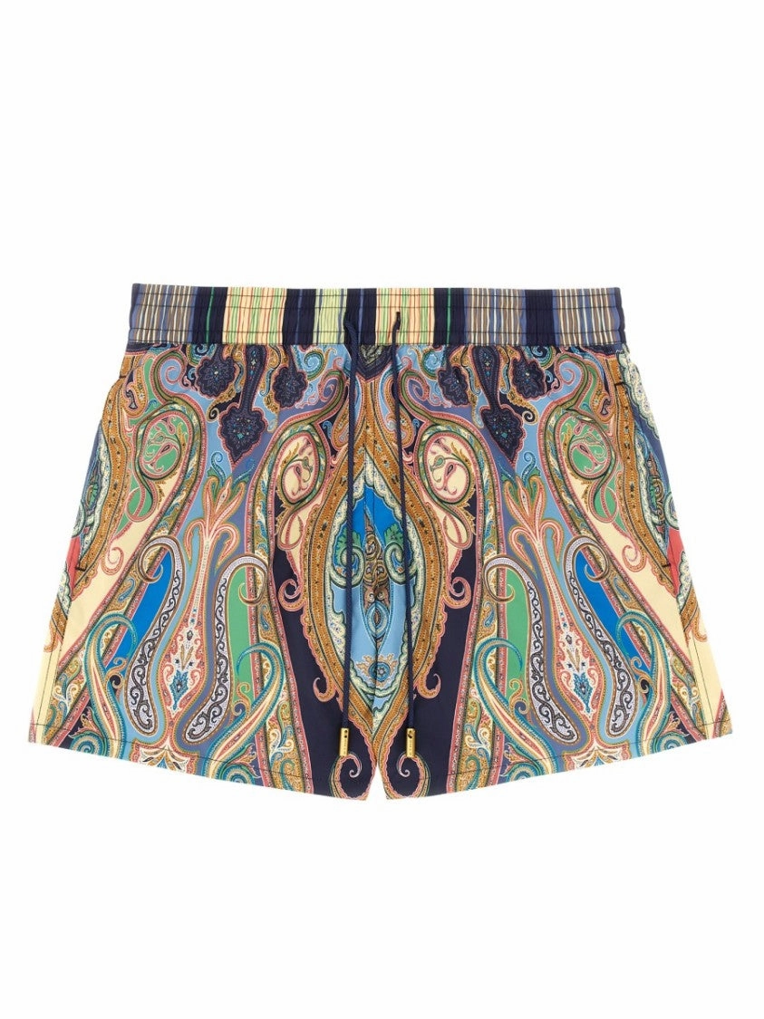 Vibrant Paisley Pattern Boxer Swimsuit