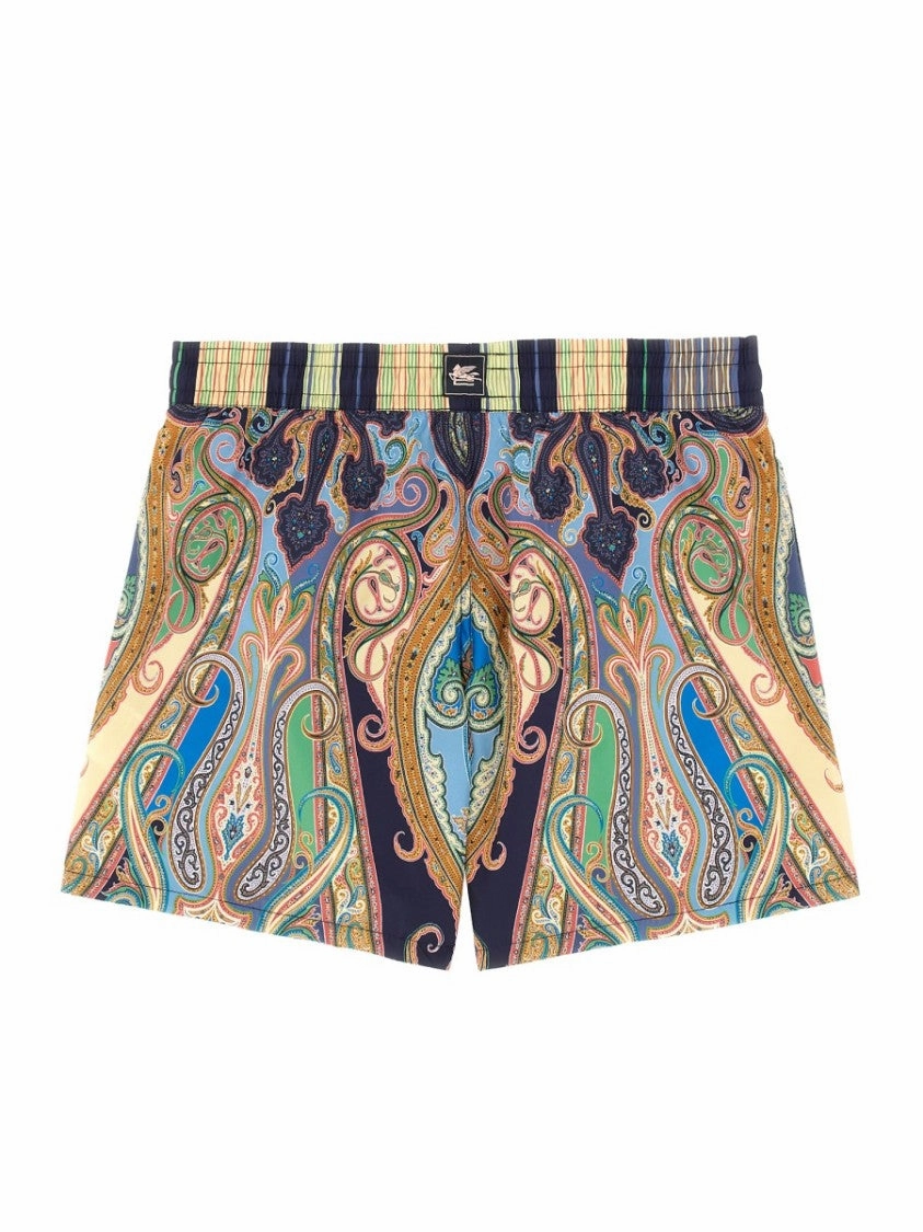 Vibrant Paisley Pattern Boxer Swimsuit