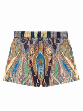 Vibrant Paisley Pattern Boxer Swimsuit