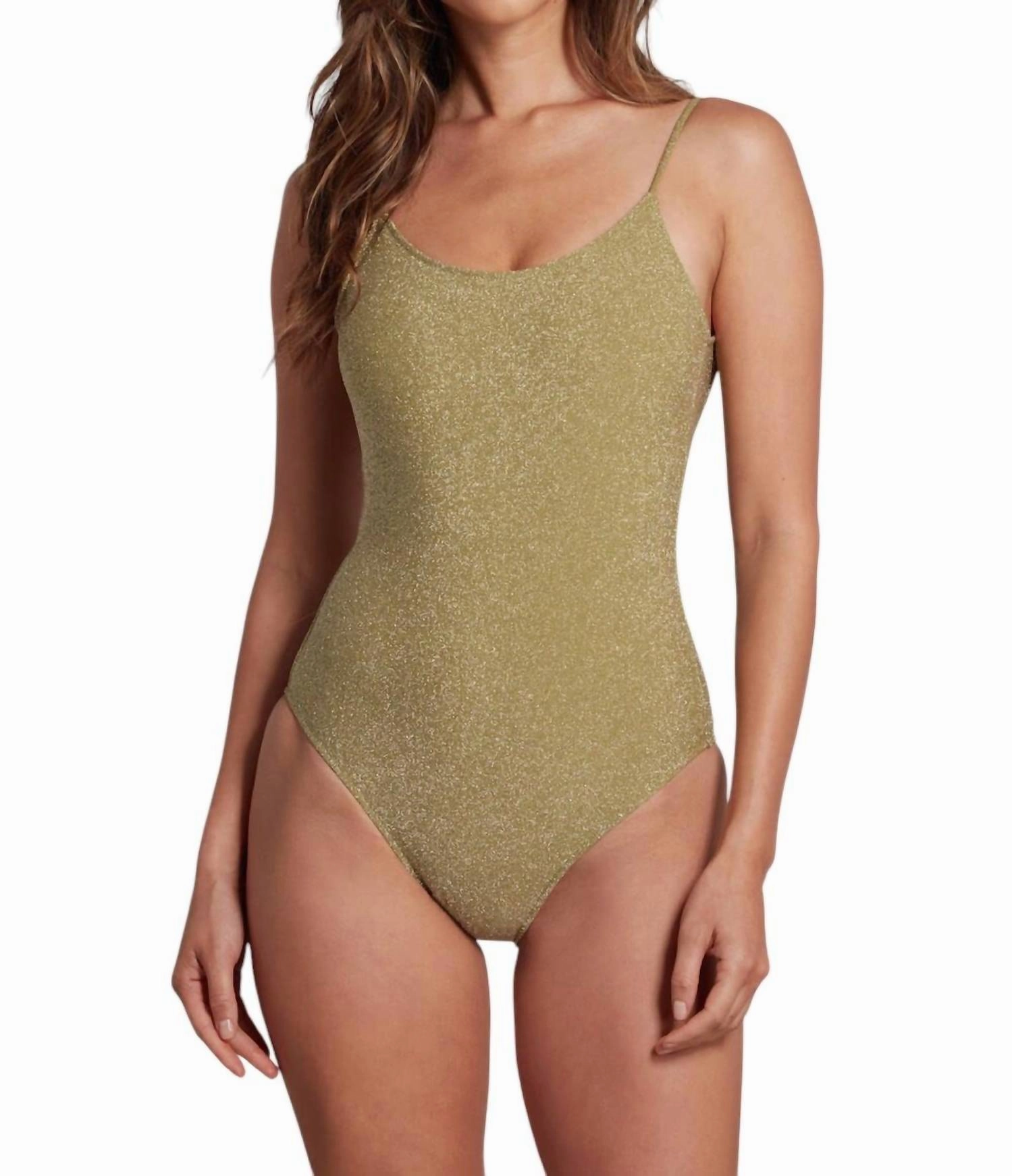 Violet Lurex One Piece Swimsuit In Green