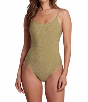 Violet Lurex One Piece Swimsuit In Green