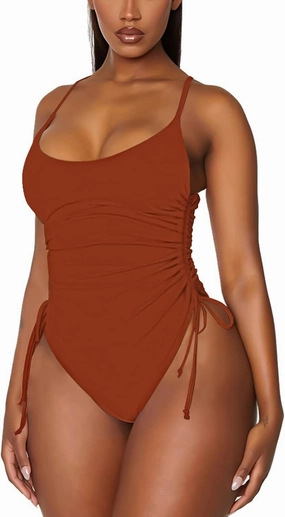 Viottiset Women's Ruched High Cut One Piece Swimsuit Tummy Control Bathing Suit Monokini