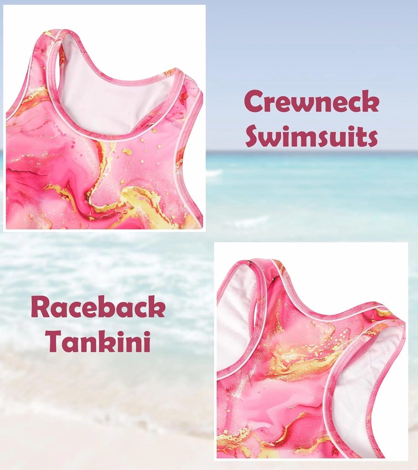 Vogseek 7-12T Girls 2-Piece Bathing Suit Sleeveless Swimsuit Tankini Sets with Shorts Skirt Swimwear