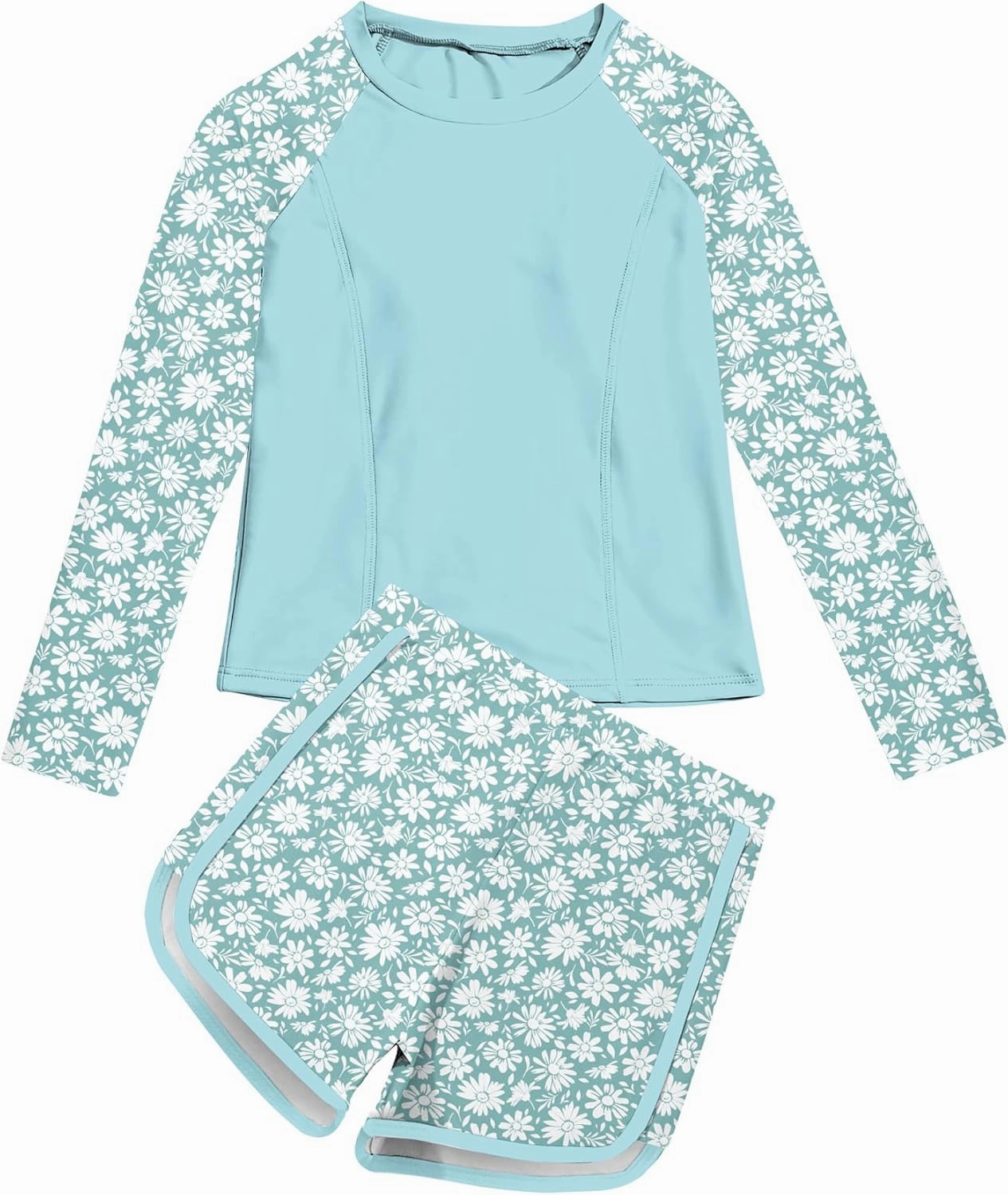 Vogseek Girls Rash Guard Swimsuits 2 Piece Bathing Suit UPF 50  Summer Swimwear Size 7-12T