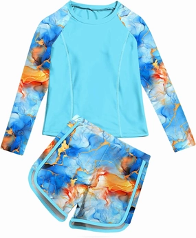Vogseek Girls Rash Guard Swimsuits 2 Piece Bathing Suit UPF 50  Summer Swimwear Size 7-12T