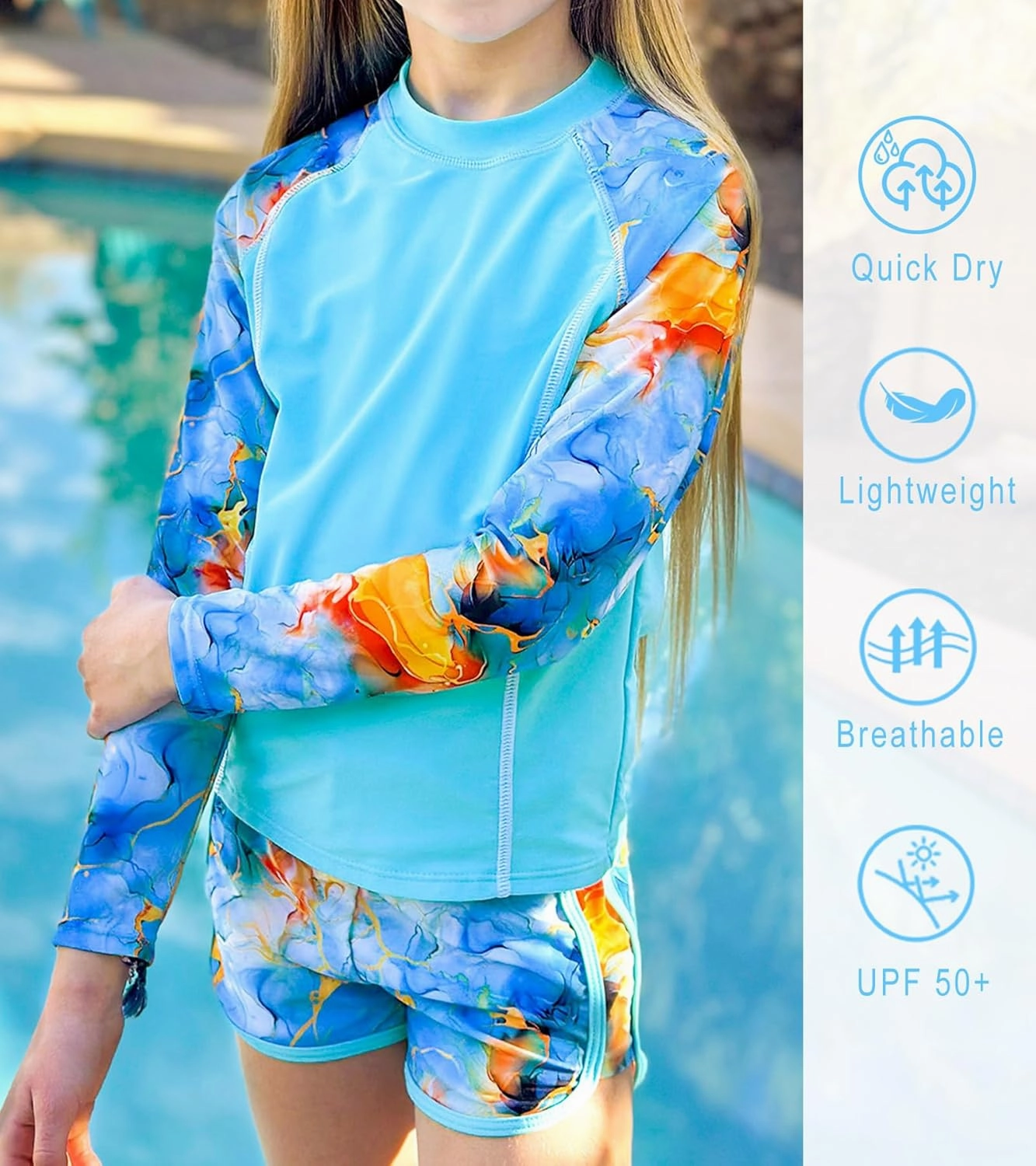 Vogseek Girls Rash Guard Swimsuits 2 Piece Bathing Suit UPF 50  Summer Swimwear Size 7-12T