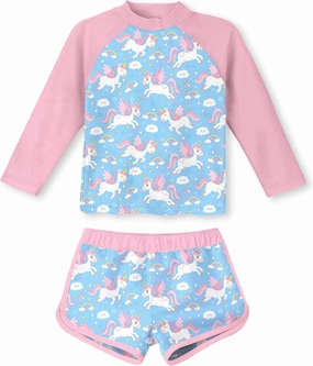 Vogseek Girls Rash Guard Two Pieces Swimsuit Long Sleeve Bathing Suit for 3-10 Years