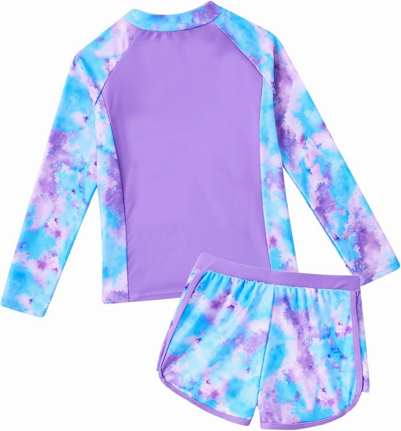 Vogseek Girls Swimsuits 5-9 Years 2 Piece Zip Rashguard Sets Long Sleeve Bathing Suit
