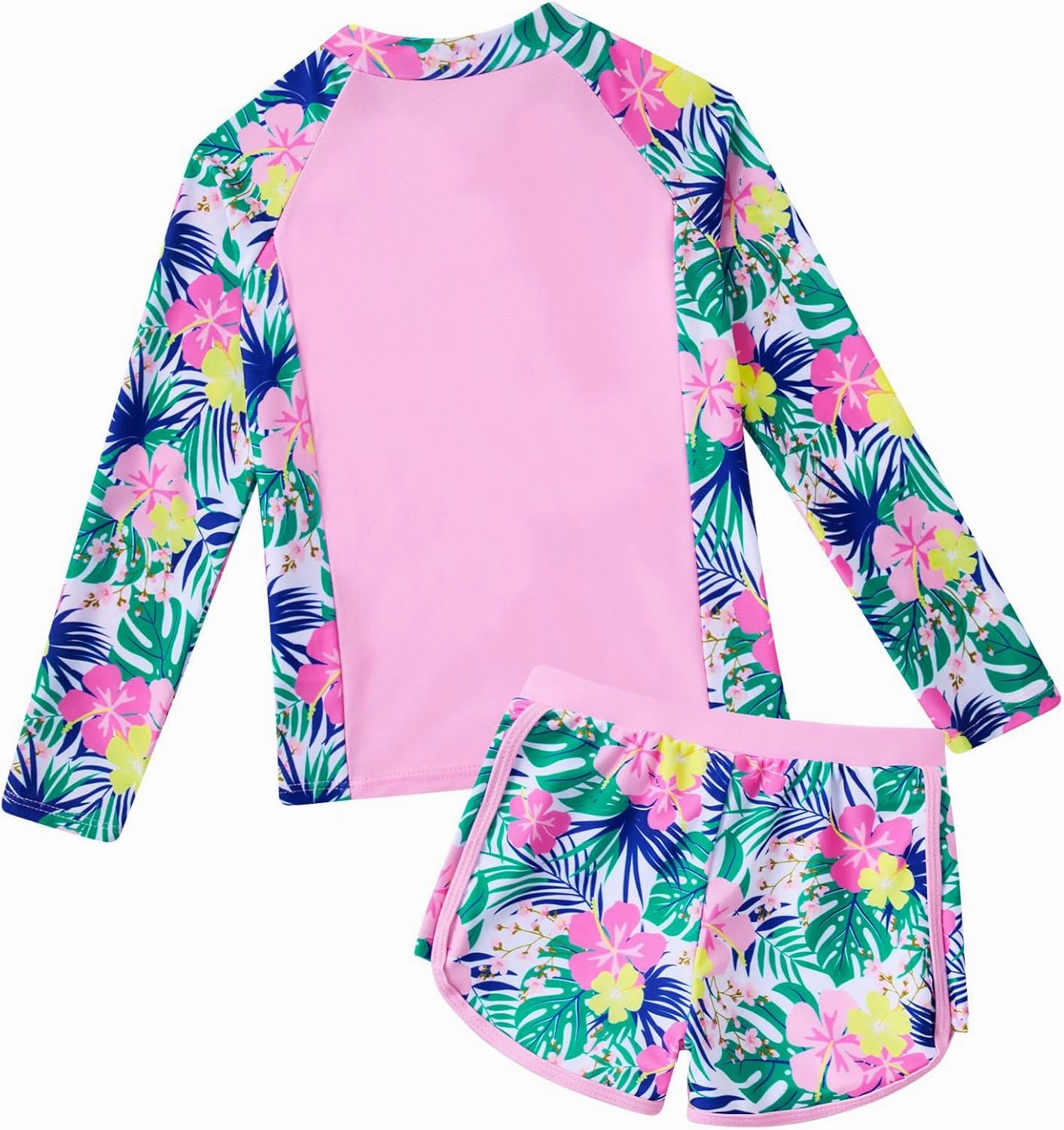 Vogseek Girls Swimsuits 5-9 Years 2 Piece Zip Rashguard Sets Long Sleeve Bathing Suit