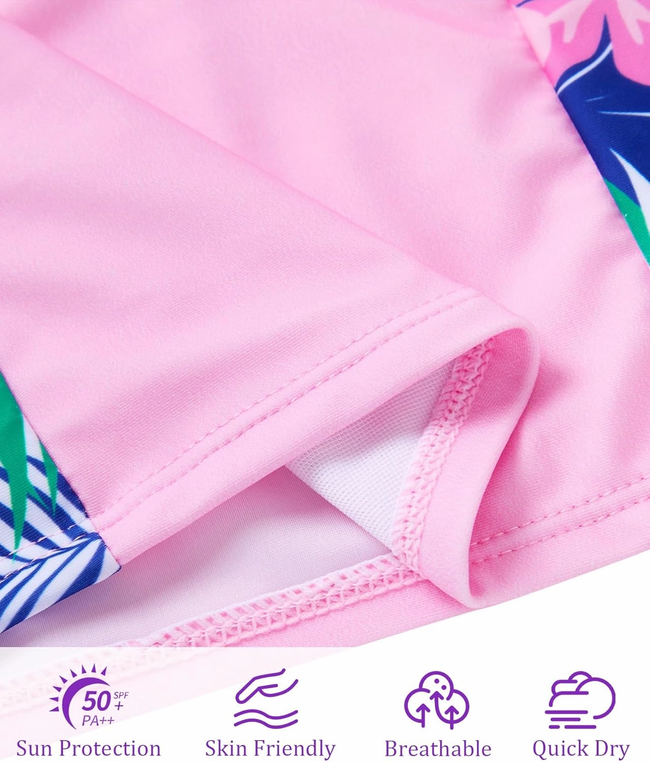 Vogseek Girls Swimsuits 5-9 Years 2 Piece Zip Rashguard Sets Long Sleeve Bathing Suit