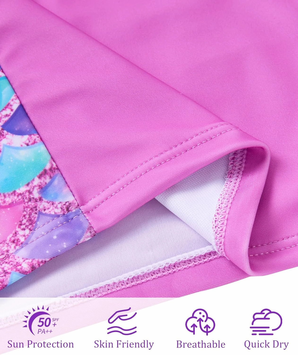 Vogseek Girls Swimsuits 5-9 Years 2 Piece Zip Rashguard Sets Long Sleeve Bathing Suit