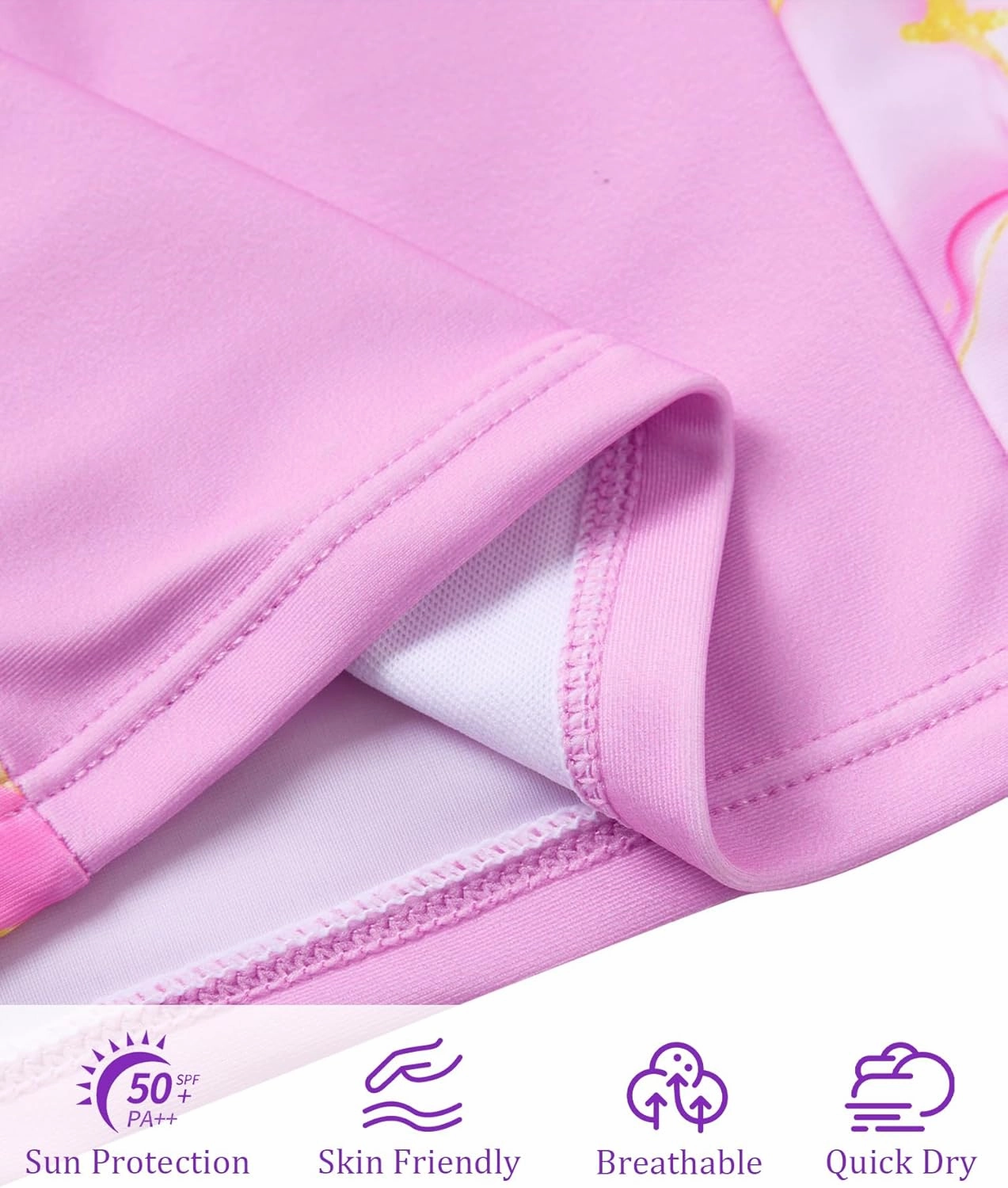 Vogseek Girls Swimsuits 5-9 Years 2 Piece Zip Rashguard Sets Long Sleeve Bathing Suit
