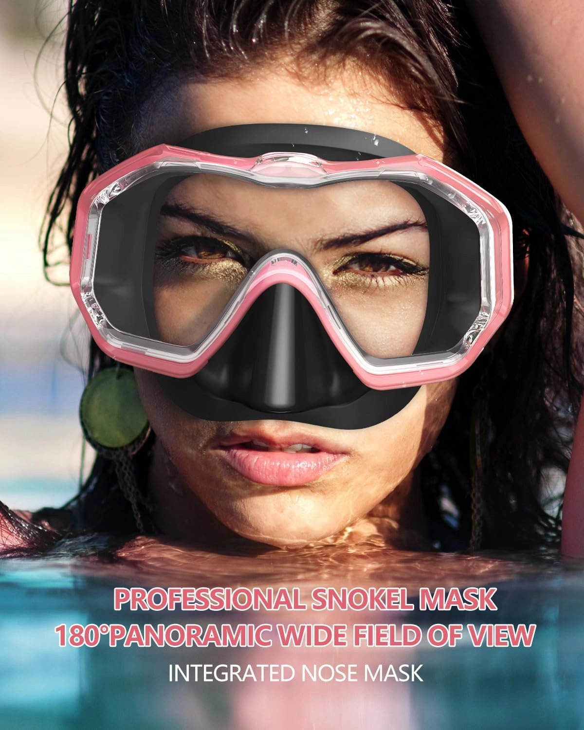 W WSTOO Swim Goggles with Nose Cover,Latest HD 3-Window Wide Vision Lens Snorkel Mask Anti-Fog&Leak for Adults Youth and Kids Swimming Snorkeling Diving