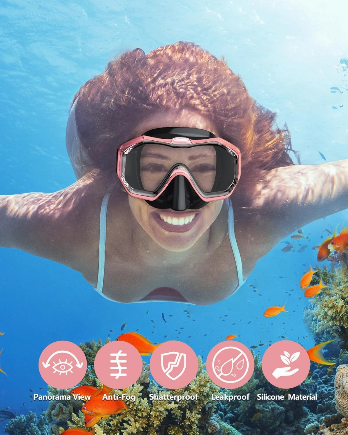 W WSTOO Swim Goggles with Nose Cover,Latest HD 3-Window Wide Vision Lens Snorkel Mask Anti-Fog&Leak for Adults Youth and Kids Swimming Snorkeling Diving