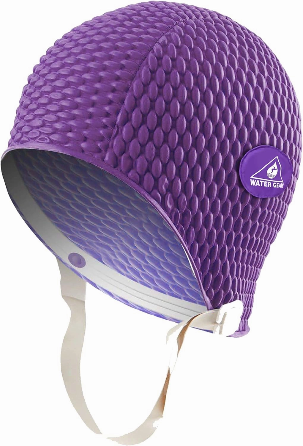 Water Gear Bubble Swim Cap - Ideal for Long Hair and Women's Swimming - Will Keep Long Hair Dry and Secure While Still Providing a Comfortable Fit - Shave Time Off Your Lap - Large Purple