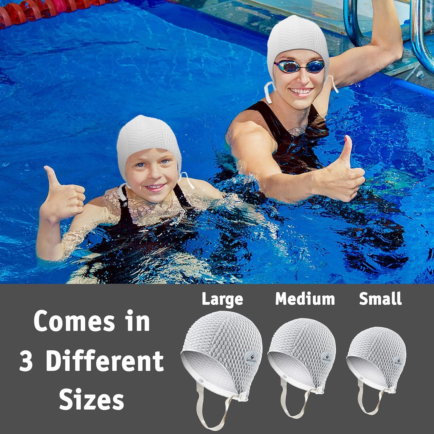 Water Gear Natural Rubber Swim Bubble Cap