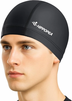 Water Resistant Fabric Swim Cap with PU Coating Layer - Elasticic Cloth Swimming Cap, Breathable, Lightweight & Comfortable for Women Men Boy Girl