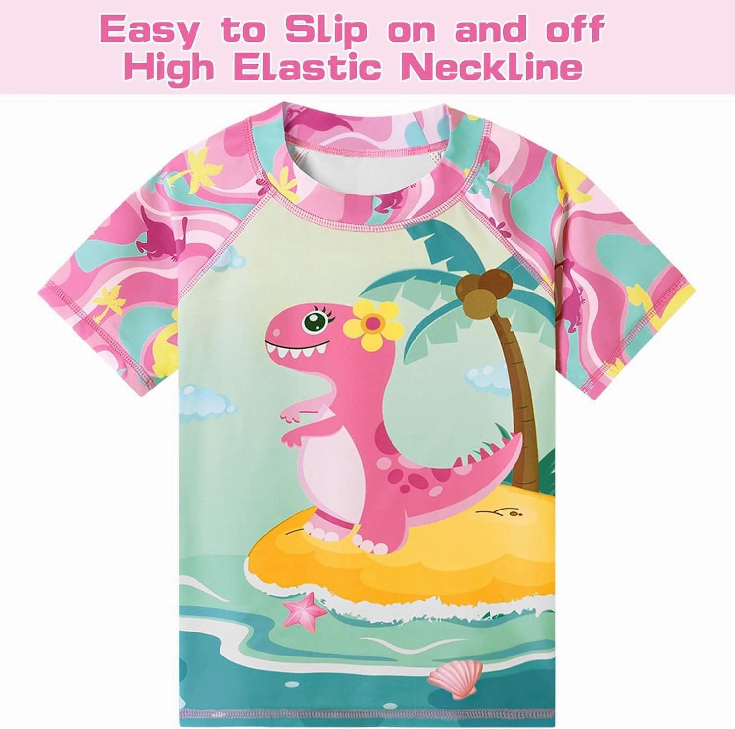 WAWSAM 2 Pieces Girls Rash Guard Toddler Swimsuit Girl Swimsuit Short Sleeve Bathing Suit for 3-6 Years